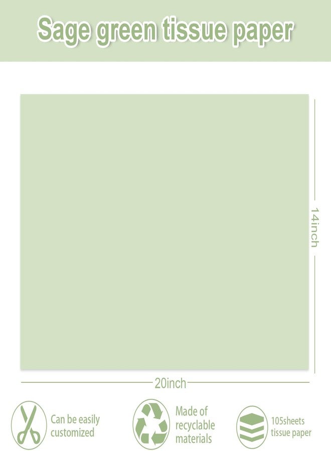 Whaline 105 Sheets Sage Green Beige Tissue Paper Green Botanical Stripe Plaid Dot Wrapping Paper for Birthday Baby Shower Party DIY Crafts, 14 x 20 Inch - Image 2